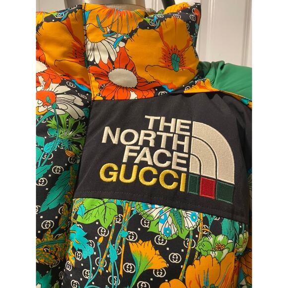Gucci The North Face Printed Down Jacket Puffer Coat Floral GG Logo Small Womens - Picture 2 of 14